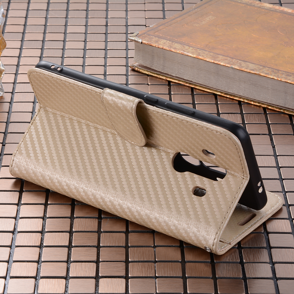 เคส Huawei Mate 10 Pro #เคสฝาพับแบบกระเป๋าสตางค์ Carbon Fiber Wallet Leather Phone Casing