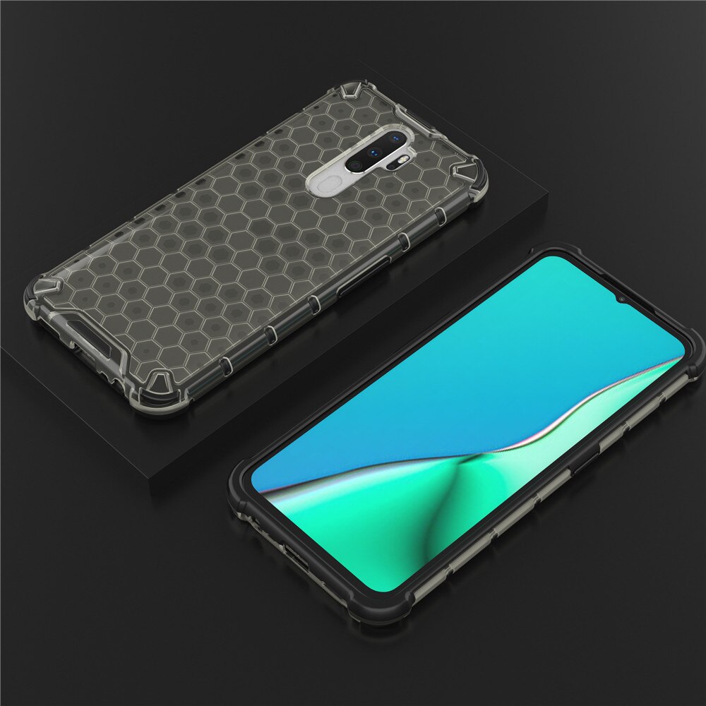 Case OPPO A9 (2020) / OPPO A5 (2020) #เคสฝาหลังกันกระแทก Honeycomb Shock Absorber TPU + PC + Silicone Hybrid