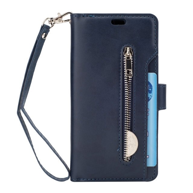Case Samsung Galaxy Note 10+ #เคสฝาพับแบบกระเป๋าสตางค์ช่องใส่บัตรหลายช่อง Multi-slot Wallet Zippered Leather พร้อมสายคล้อง