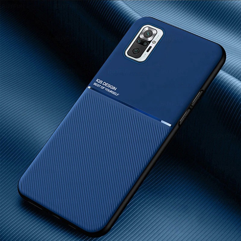 เคส Redmi Note 10 Pro #เคสแบบฝาหลัง TPU เคลือบหนัง PU สไตล์ธุรกิจที่เรียบง่ายมีแผ่นเหล็กในตัว Minimalist Business Style Leather Coated TPU Built-in metal magnetic plate
