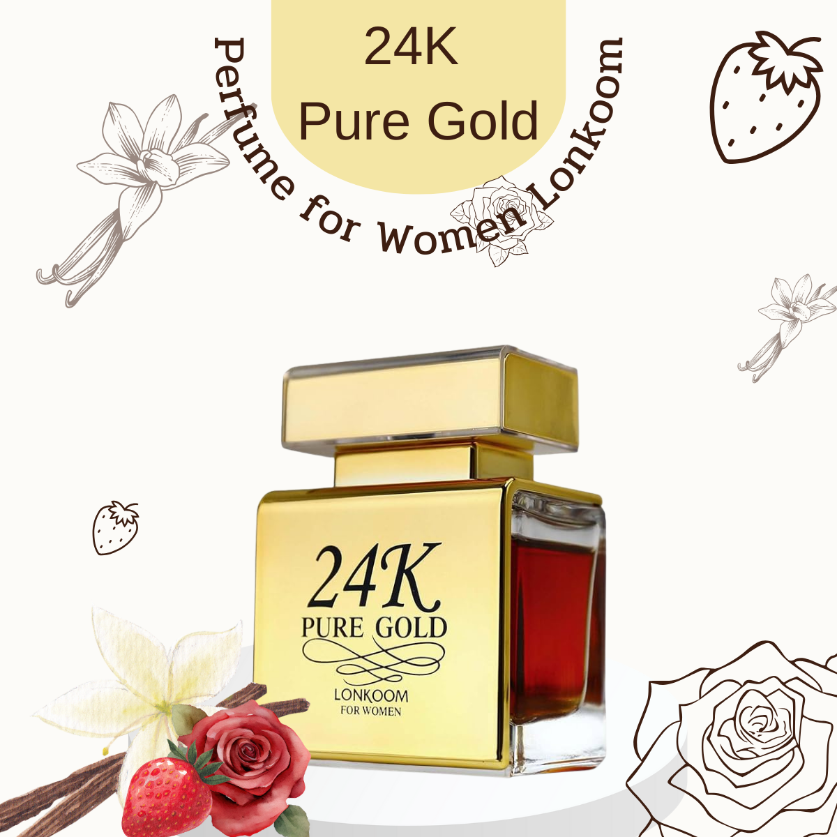 24K Pure Gold Perfume for Women Lonkoom 100 ml เพียวโกลด์ น้ำหอมผู้หญิง
