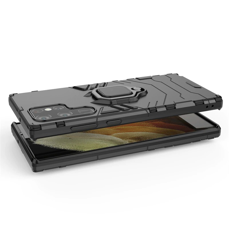 เคส Samsung Galaxy S23 Ultra 5G#เคสฝาหลังพลาสติกแข็ง +TPU Hybrid Case มีแหวนสวมนิ้วโลหะ