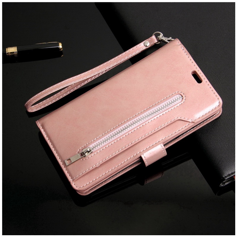 เคส Samsung Galaxy Note 10+ #เคสฝาพับแบบกระเป๋าสตางค์ช่องใส่บัตรหลายช่อง Multi-slot Wallet Zippered Leather พร้อมสายคล้อง