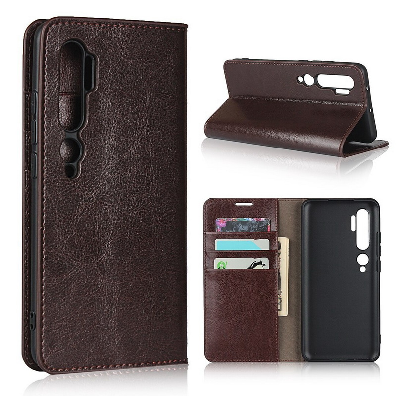 Case Xiaomi Mi Note 10 Pro #เคสฝาพับหนังแท้แบบกระเป๋าสตางค์คุณภาพดี Crazy Horse Genuine Leather Cover