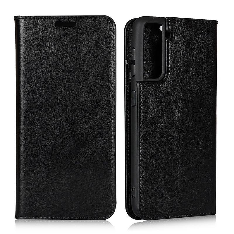 Case Samsung Galaxy S21 FE 5G #เคสฝาพับหนังแท้แบบกระเป๋าสตางค์คุณภาพดี Crazy Horse Genuine Leather Cover