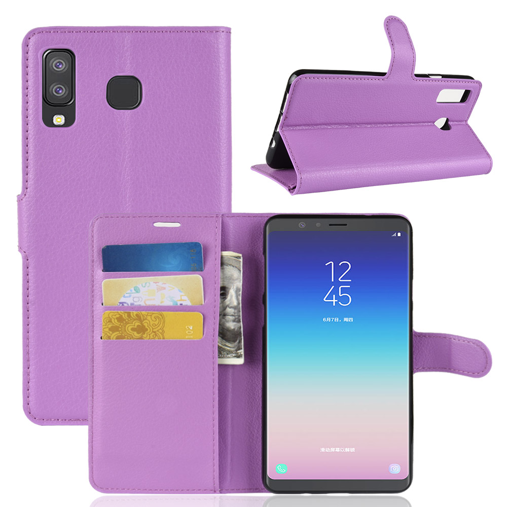 Case Samsung Galaxy A8 Star #เคสฝาพับสไตล์กระเป๋าสตางค์หนัง PU ผิวลิ้นจี่
