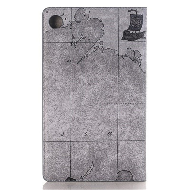 Case Huawei MediaPad M5 8.4 นิ้ว #เคสฝาพับหนัง PU พิมพ์รูปแบบแผนที่ Map Pattern Stand Wallet Leather