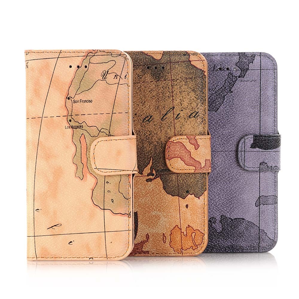 Case iphone 7 plus / 8 plus เคสฝาพับลายณูปแบบแผนที่มีช่องเสียบการ์ด สวยงามทันสมัย