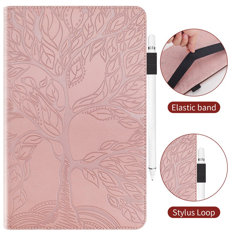 เคส Samsung Galaxy Tab S6 Lite 10.4 SM-P610 P615 P617 #เคสฝาพับหนัง PU ลายต้นไม้ Life Tree Print Leather Stand Smart Case Cover