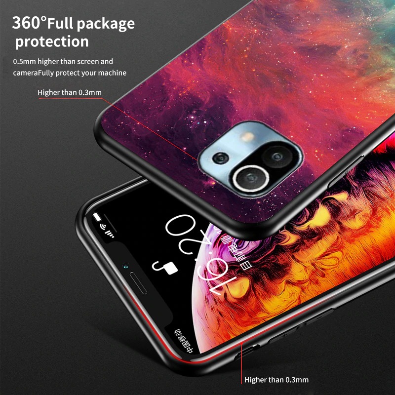 เคส Xiaomi Mi 11 #เคสฝาหลัง Gradient Color Glass + PC + TPU Hybrid Case