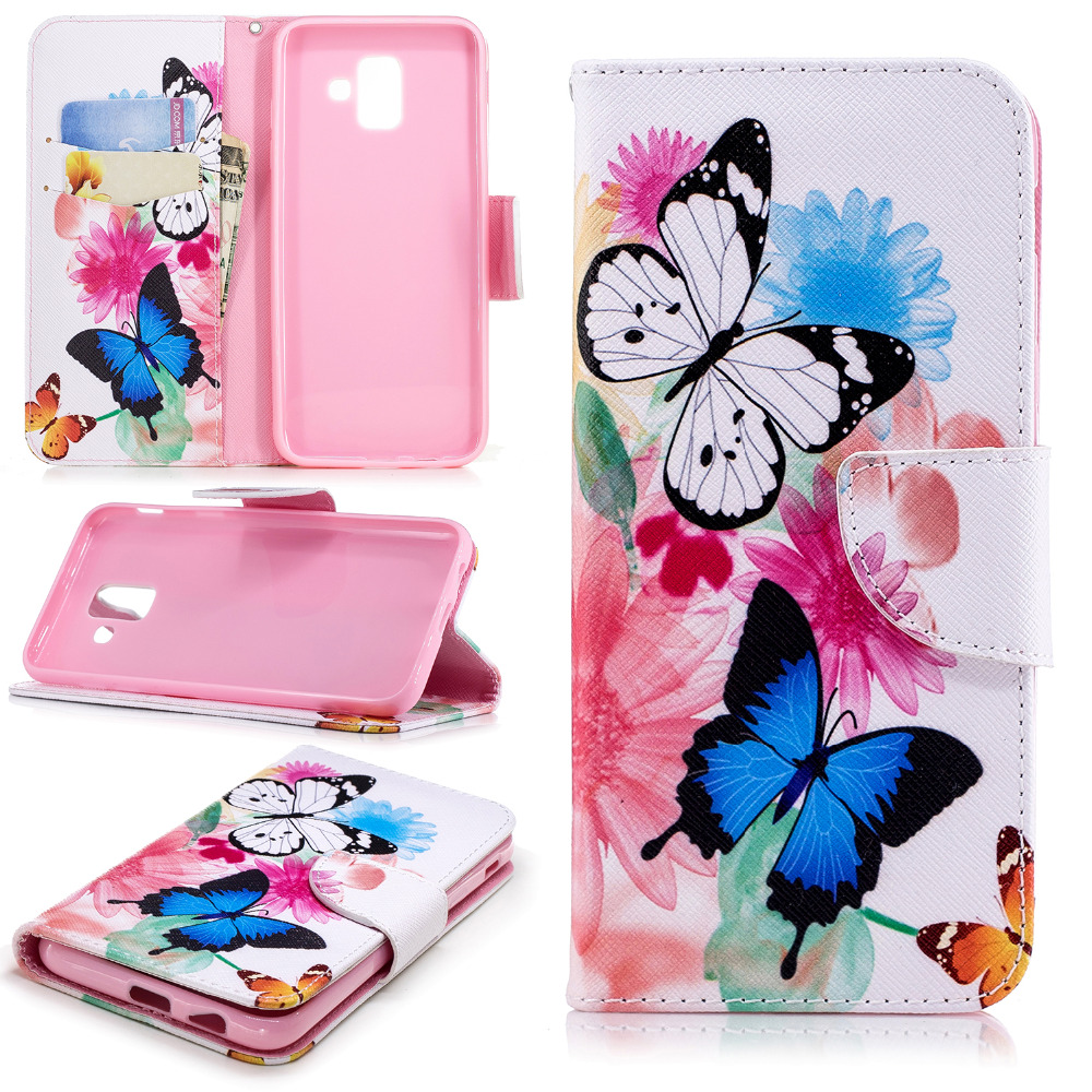 Case Samsung Galaxy J6+ #เคสฝาพับกระเป๋าสตางค์หนัง PU พิมพ์ลายสวยงามน่ารักๆ