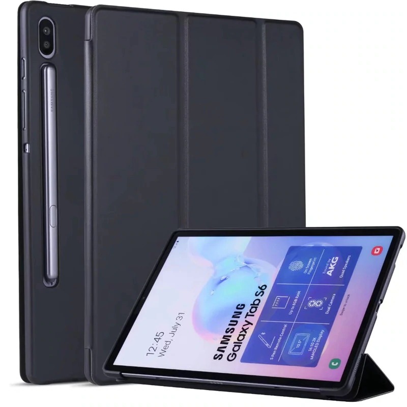 เคส Samsung Galaxy Tab S6 SM-T860 SM-T865 #เคสฝาพับหนัง PU แบบ 3 พับ Soft TPU Tri-fold Stand Leather Smart Tablet
