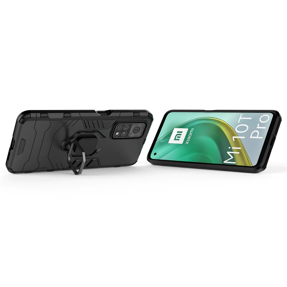Case Xiaomi Mi 10T Pro#เคสฝาหลังพลาสติกแข็ง +TPU Hybrid Case มีแหวนสวมนิ้วโลหะ