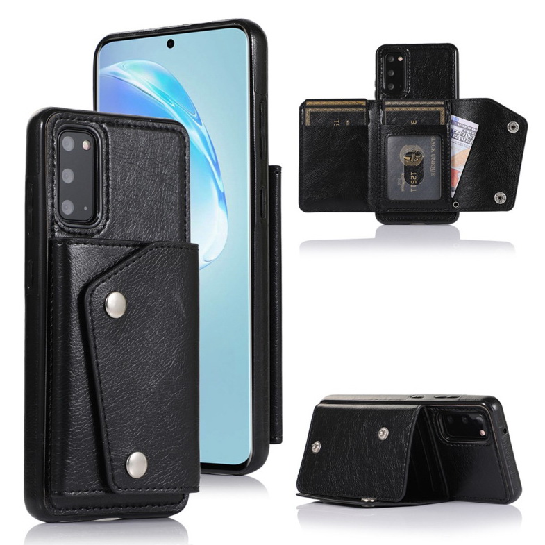 เคส Samsung Galaxy S20 FE / S20 FE 5G #เคสฝาหลังเคลือบหนัง PU มีกระเป๋าเก็บบัตรด้านหลัง Fashion Wallet Case Retro Leather Flip Card Holder Stand Shockproof Cover Casing with Hand Strap