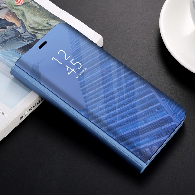 เคส Huawei nova 3 #เคสฝาพับหนัง PU ปกหน้าพลาสติกโปร่งแสงเคลือบเงา Electroplating Mirror Surface View Window