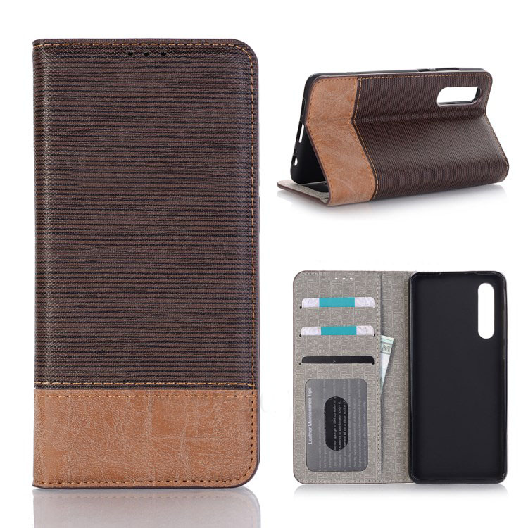 Case Huawei P30 #เคสฝาพับกระเป๋าสตางค์หนัง PU สมาร์ท 2 สี Bi-color Toothpick Texture Leather Wallet Shell