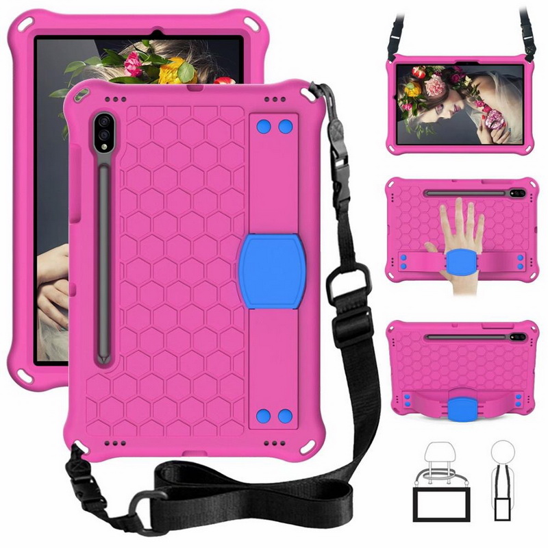 เคส Samsung Galaxy Tab S7 SM-T870 SM-T875 #เคสกันกระแทกลายรังผึ้งพร้อมสายคล้องไหล่ EVA Tablet Hybrid Shell with Shoulder Strap
