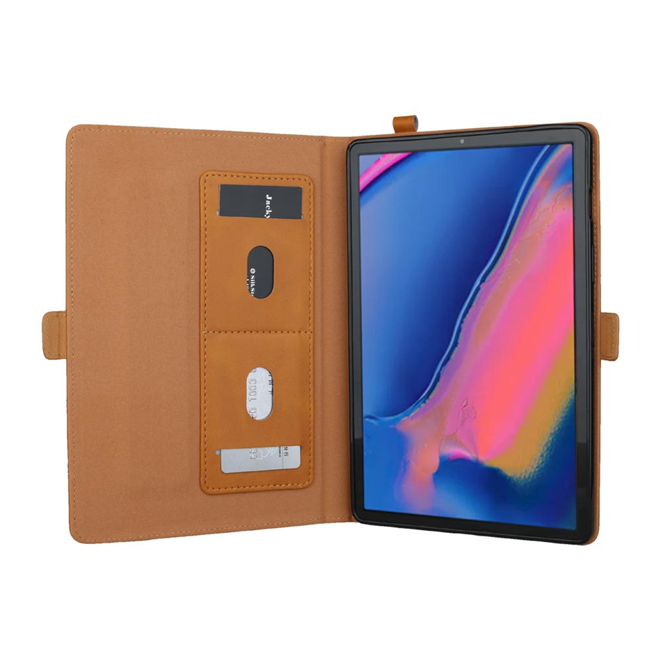 เคส Samsung Galaxy Tab A 8 (2019) with S Pen P200 P205 #เคสฝาพับหนัง PU ช่องเสียบการ์ดภายนอกและภายใน Flip Card Slots Stand Leather