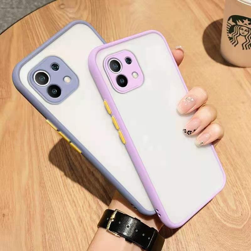 เคส Xiaomi Mi 11 #เคสฝาหลังขอบซิลิโคนิ่ม Fashion Color Liquid Frame Anti-fall Phone Case