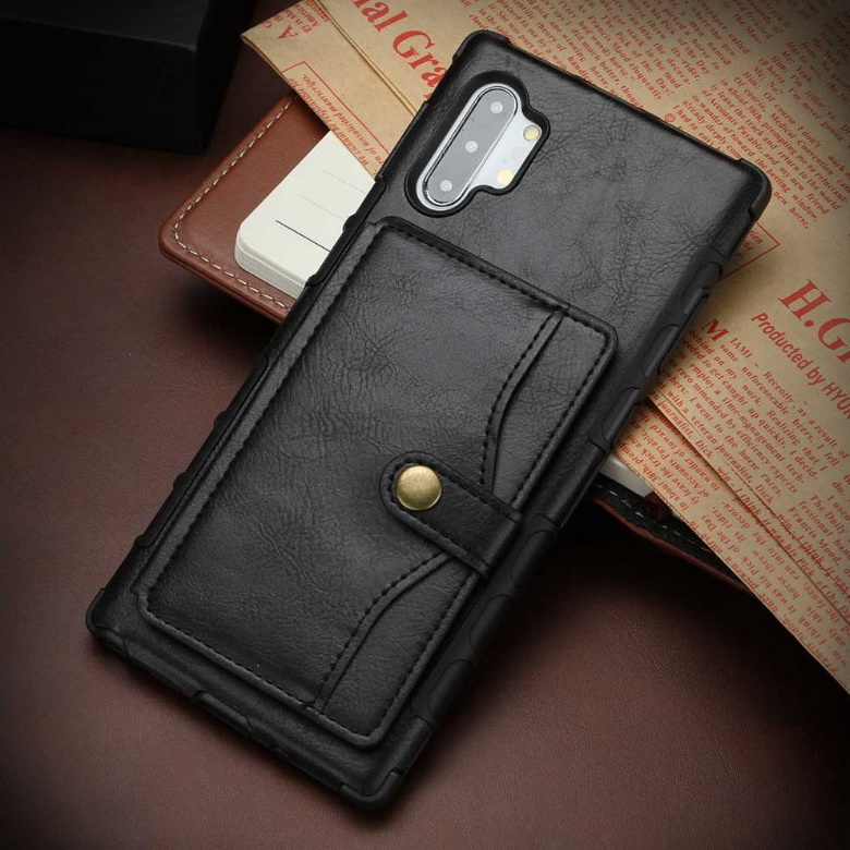 Case Samsung Galaxy Note 10+ #เคสแบบฝาหลัง TPU เคลือบหนัง PU มีที่เก็บบัตร PU Leather Coated TPU Card Holder