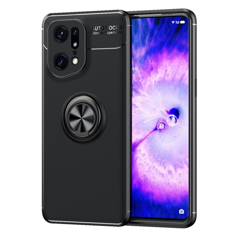 เคส OPPO Find X5 Pro 5G #เคสฝาหลัง TPU Finger Ring Kickstand (แผ่นโลหะแบบ Built-in)