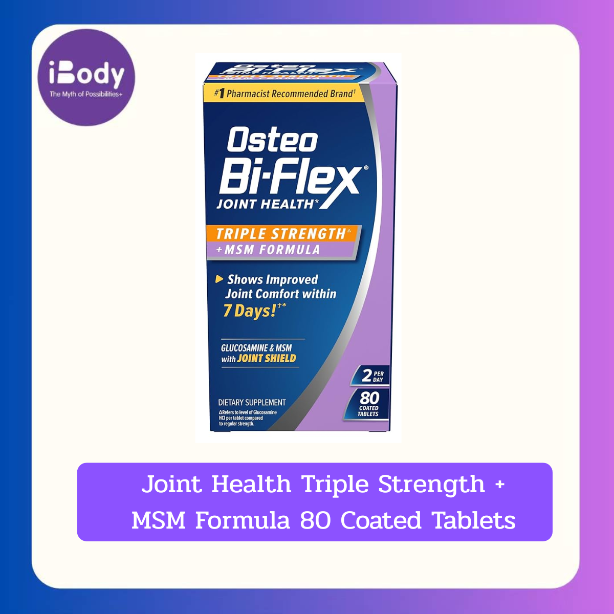 (Osteo Bi-Flex®) Joint Health Triple Strength + MSM Formula 80 Coated Tablets อาหารเสริมสำหรับกระดูกและข้อต่อ