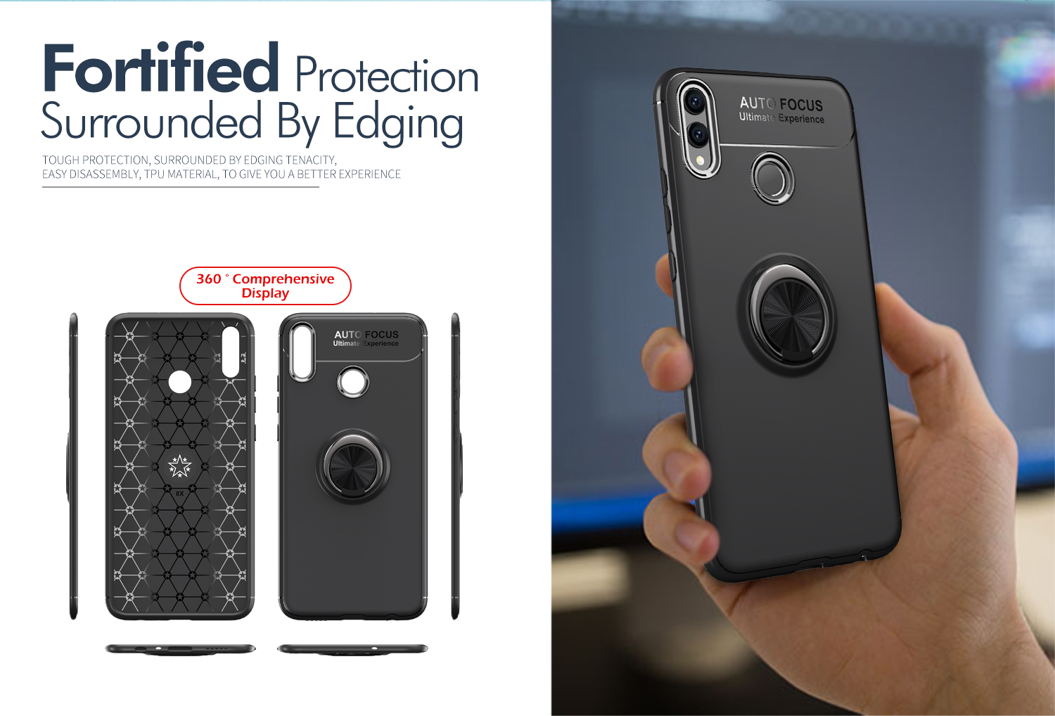 เคส Honor 8X #เคสฝาหลังTPU มีแหวนสวมนิ้ว Finger Ring Kickstand (Built-in แผ่นโลหะ)