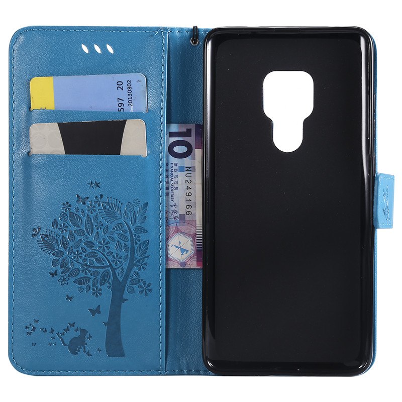 Case Huawei Mate 20 #เคสฝาพับหนัง PU พิมพ์ลาย Imprint Cat and Tree Pattern Leather Protection Cover