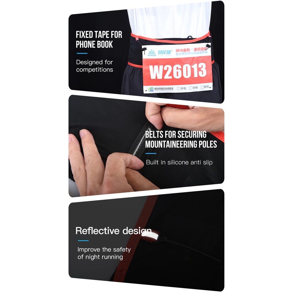 กระเป๋าคาดเอว AONIJIE แบบบาง ใส่ขวดน้ำได้ แถมฟรีขวดน้ำพับได้ 250ml(A17)