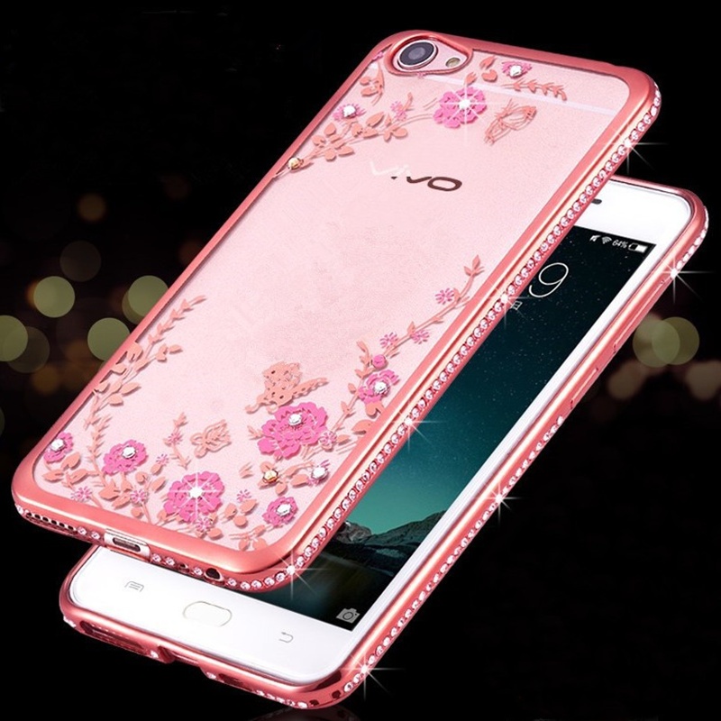 เคส Vivo V5 Plus (X9) #เคสฝาหลังใส ขอบแววTu Hao gold flower TPU case