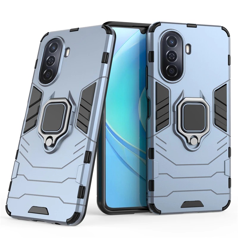 เคส Huawei Nova Y70 #เคสฝาหลังพลาสติกแข็ง +TPU Hybrid Case มีแหวนสวมนิ้วโลหะ