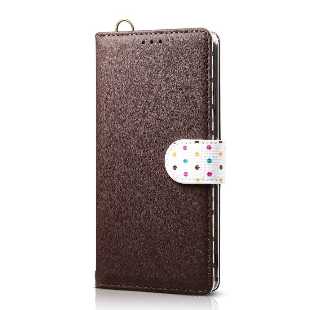 Case Huawei Nova 5T #เคสฝาพับหนัง PU มีสายคล้องคอ Retro Dots Style Leather Phone Casing Shell with Strap