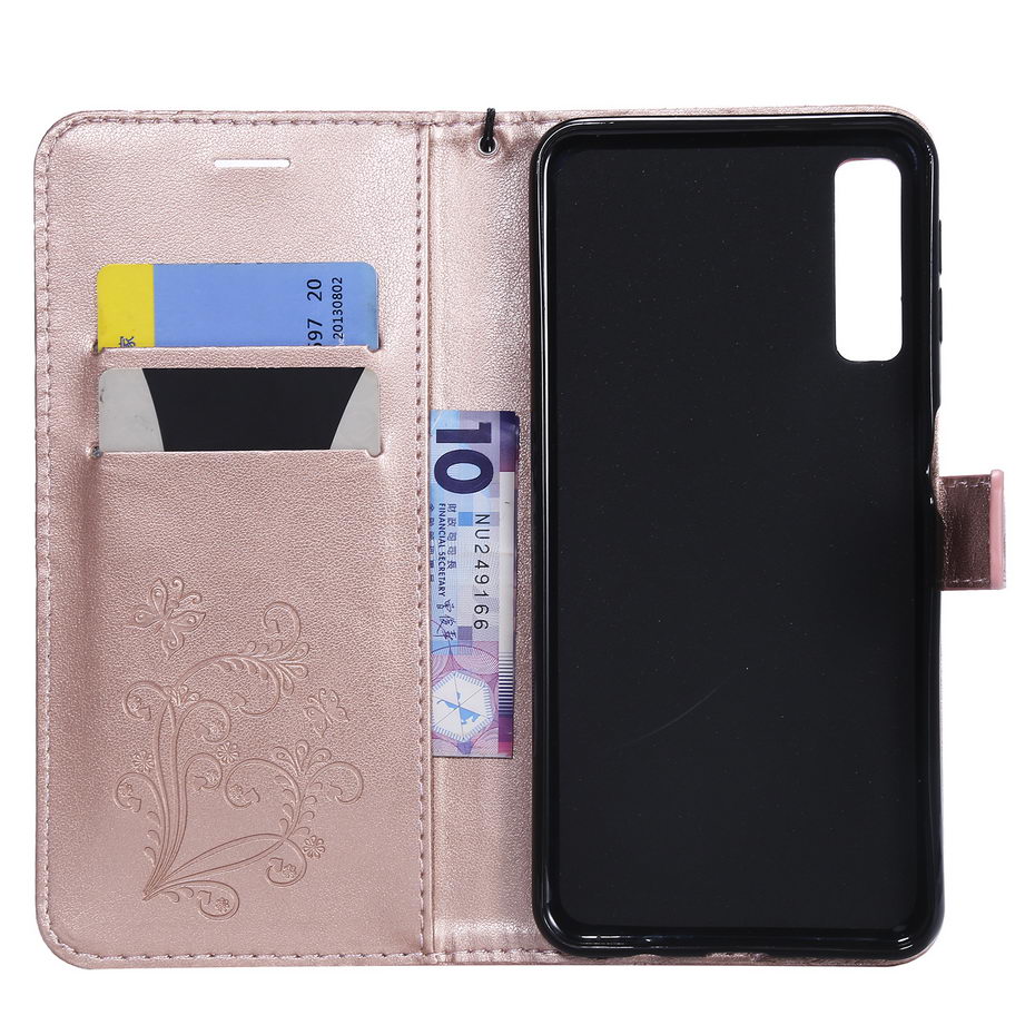 Case Samsung Galaxy A7 (2018) A750 #เคสฝาพับหนัง PU Imprint Butterflies Pattern ลายน่ารักๆ