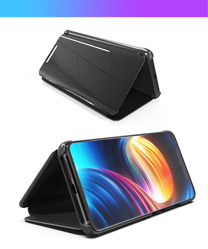 Case Huawei Mate 20 #เคสฝาพับปกโปร่งแสงผิวเงา Electroplating Mirror Surface สำหรับ Window View