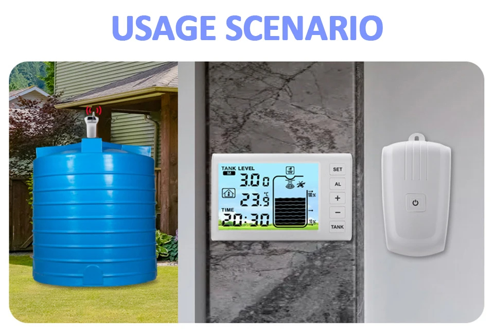 เซนเซอร์วัดความลึกถังน้ำ ultrasonic sensor แบบมีจอส่งสัญญาณ