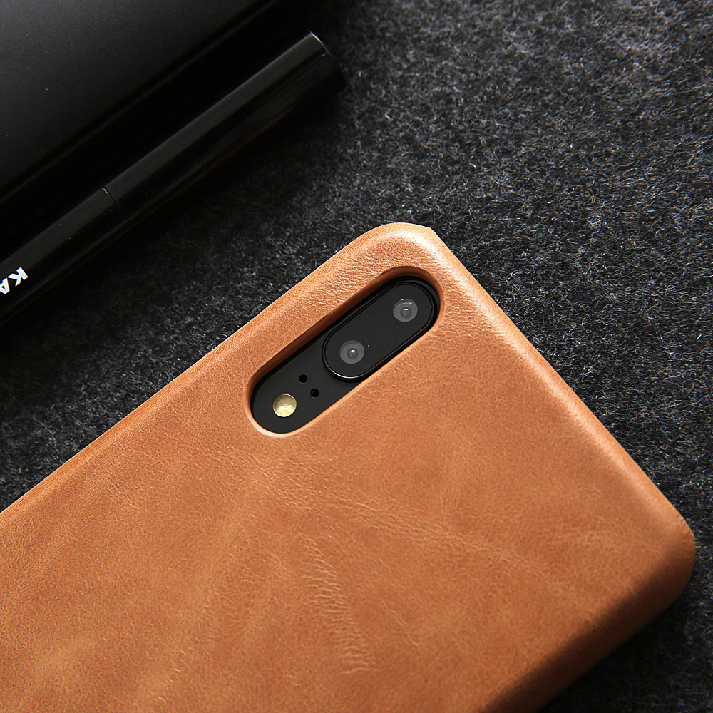 Case Huawei P20 Pro #เคสฝาหลังหุ้มหนังแท้ Retro Genuine Leather Coated Hard PC Case