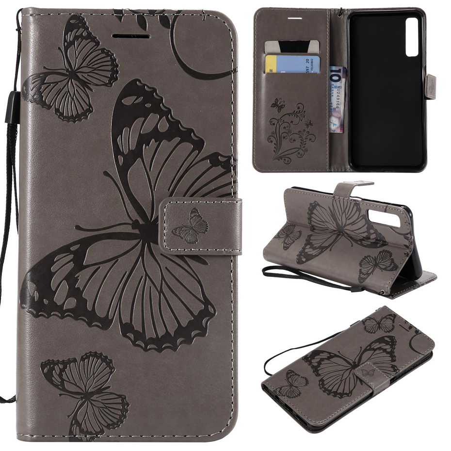 Case Samsung Galaxy A7 (2018) A750 #เคสฝาพับหนัง PU Imprint Butterflies Pattern ลายน่ารักๆ