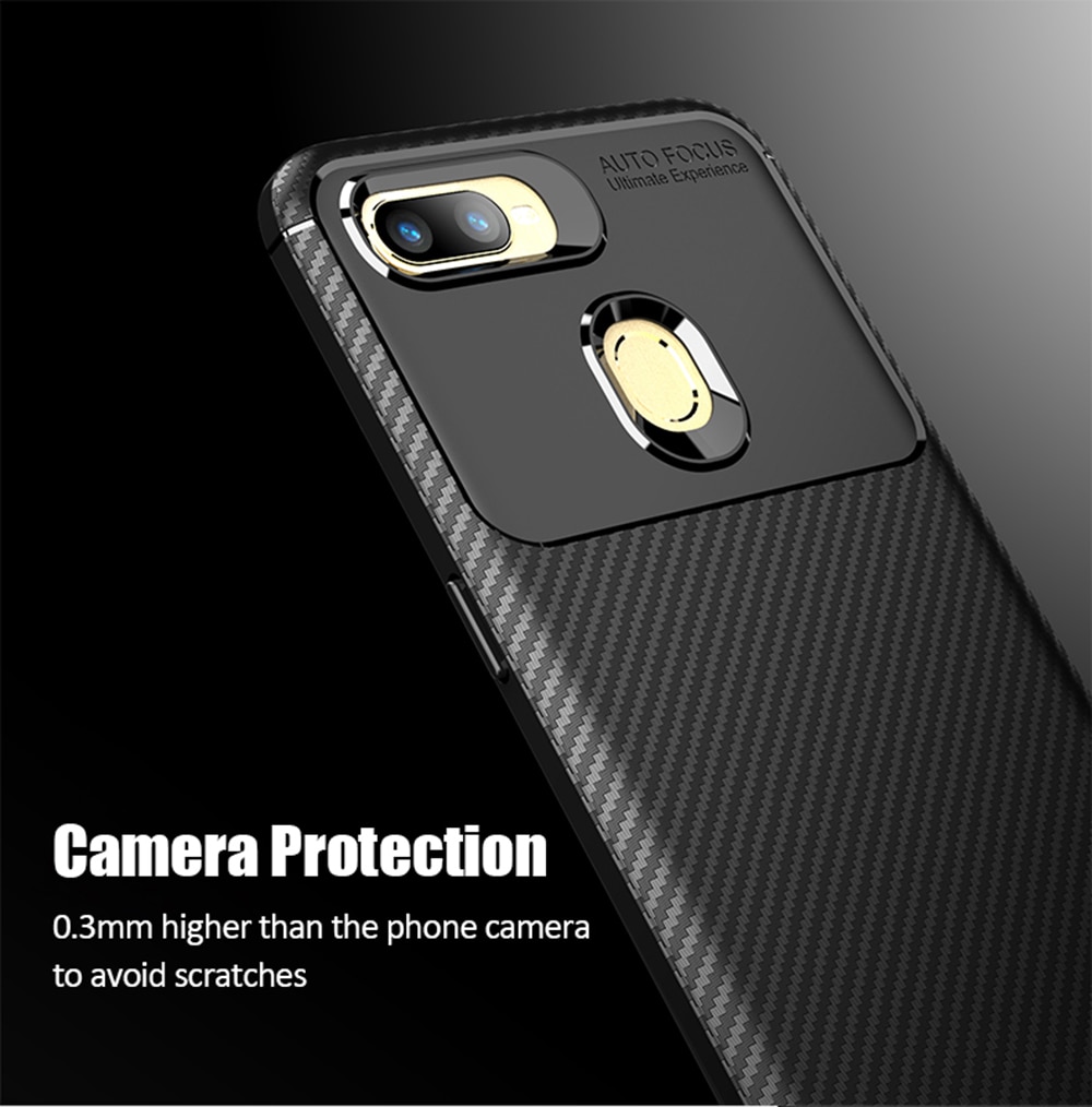 เคส OPPO A12#เคสฝาหลังนิ่ม Carbon Fiber Anti-drop TPU Protection