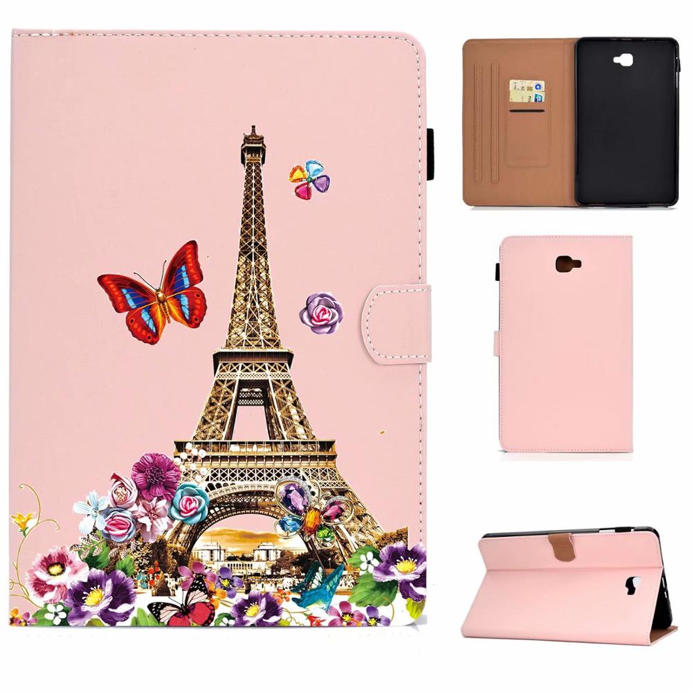 เคส Samsung Galaxy Tab A 10.1 (2019) SM-T510 SM-T515 #เคสฝาพับหนัง PU พิมพ์ลายมีช่องเสียบการ์ดและห่วงใส่ปากกา Pattern Printing Card Slots Flip Leather Cover with Pen Slot