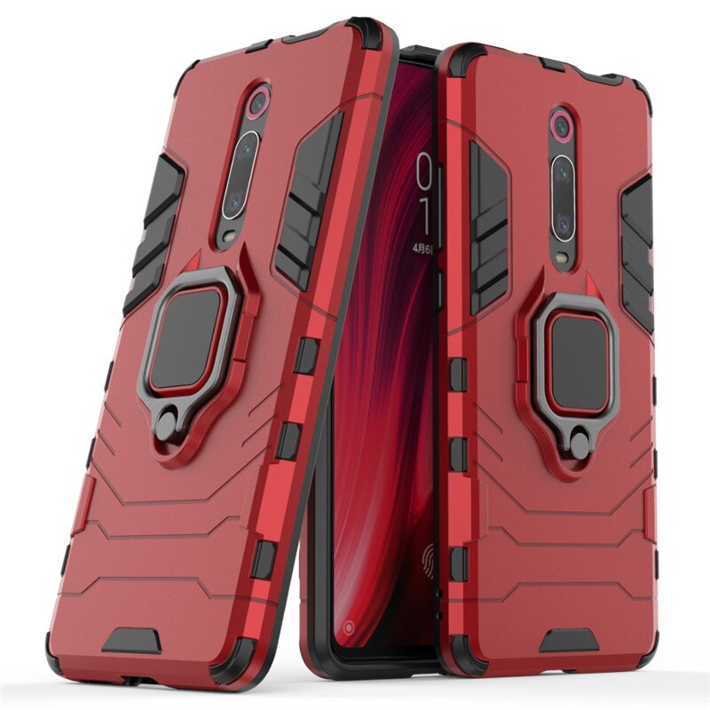 Case Xiaomi Mi 9T #เคสฝาหลังพลาสติกแข็ง +TPU Hybrid Case มีแหวนสวมนิ้วโลหะ
