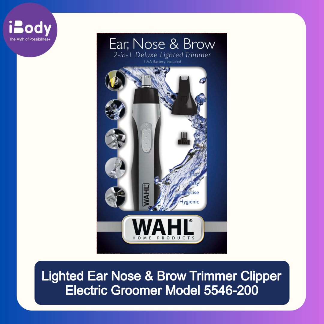 (Wahl) Lighted Ear Nose & Brow Trimmer Clipper Electric Groomer Model 5546-200 เครื่องตัดขนหู จมูก คิ้ว และขนบนใบหน้า