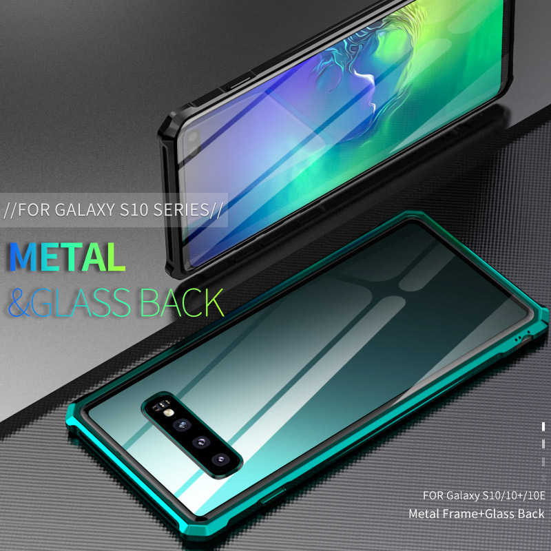 Case Samsung Galaxy S10 ฝาหลัง #เคสกรอบโลหะ + กระจกด้านหลัง Metal Frame + Glass Back Phone Cover