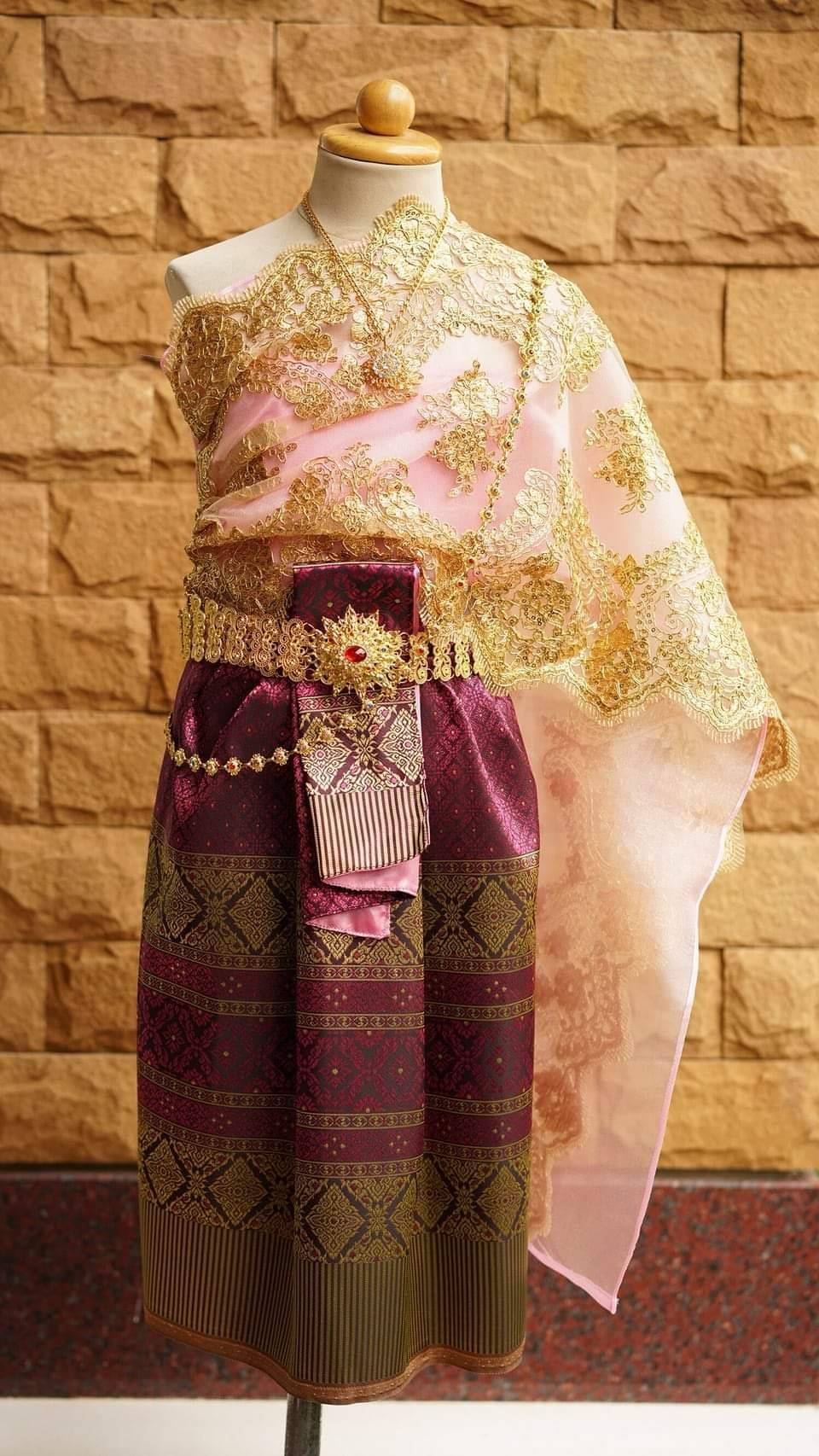 ชุดไทยเด็ก สไบลูกไม้