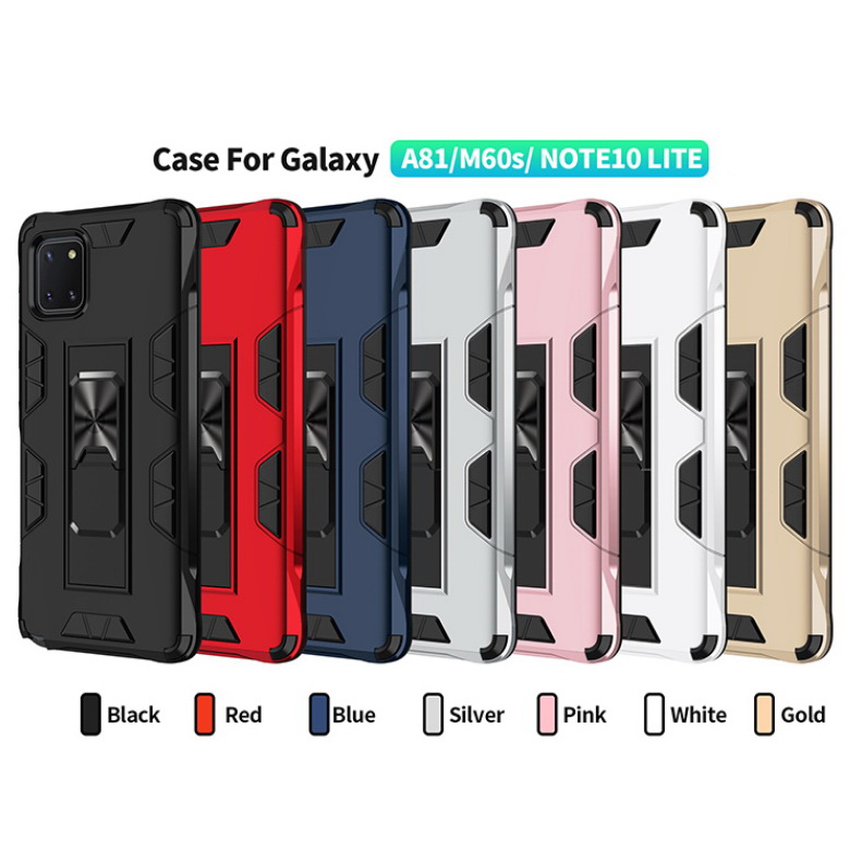 Case Samsung Galaxy Note 10 Lite #เคสแบบฝาหลังเกราะป้องกัน ไฮบริด มีขาตั้ง Built-in Kickstand Hard PC Phone Stand Back Case Armor