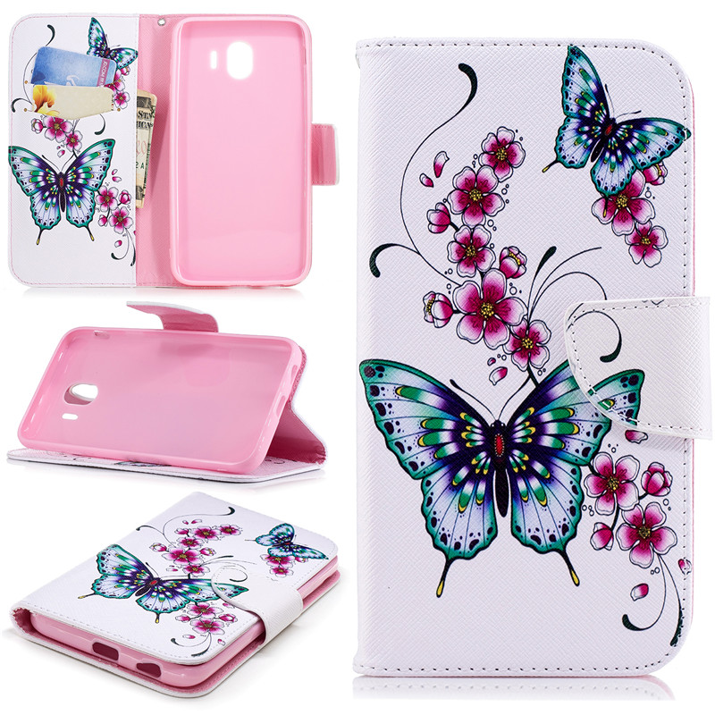 Case Samsung Galaxy J4 (2018) #เคสฝาพับสไตล์กระเป๋าสตางค์พิมพ์ลายสวยๆ Pattern Printing Magnetic Leather