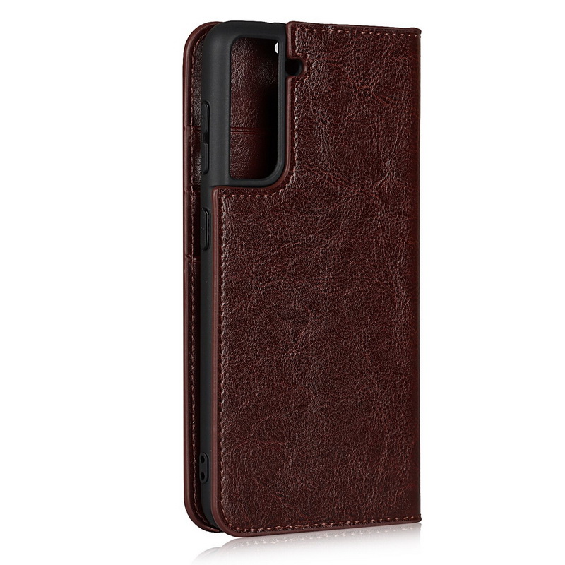 Case Samsung Galaxy S21 FE 5G #เคสฝาพับหนังแท้แบบกระเป๋าสตางค์คุณภาพดี Crazy Horse Genuine Leather Cover