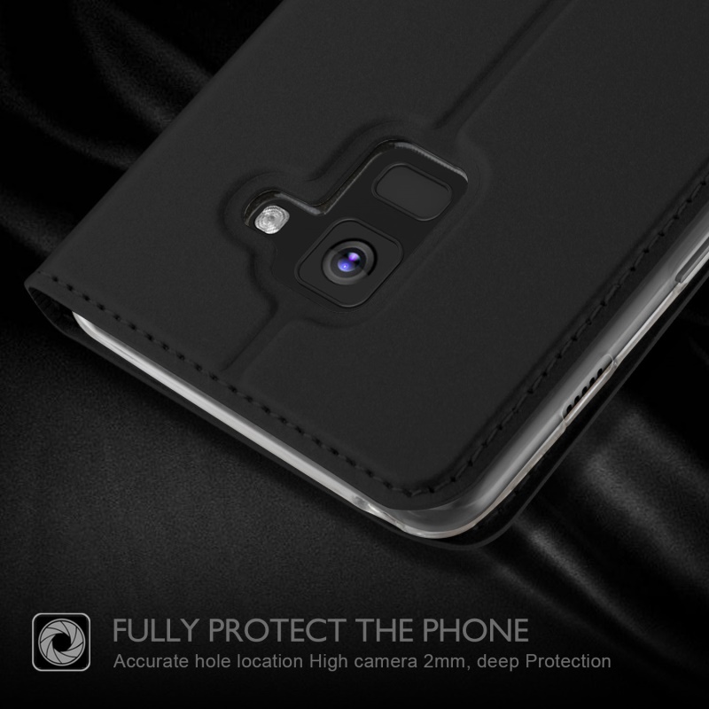 เคส Samsung Galaxy A8 Plus (2018) #เคสฝาพับ Flip Smart Leather Stand Case มีที่ใส่การ์ดสวยงามทันสมัย
