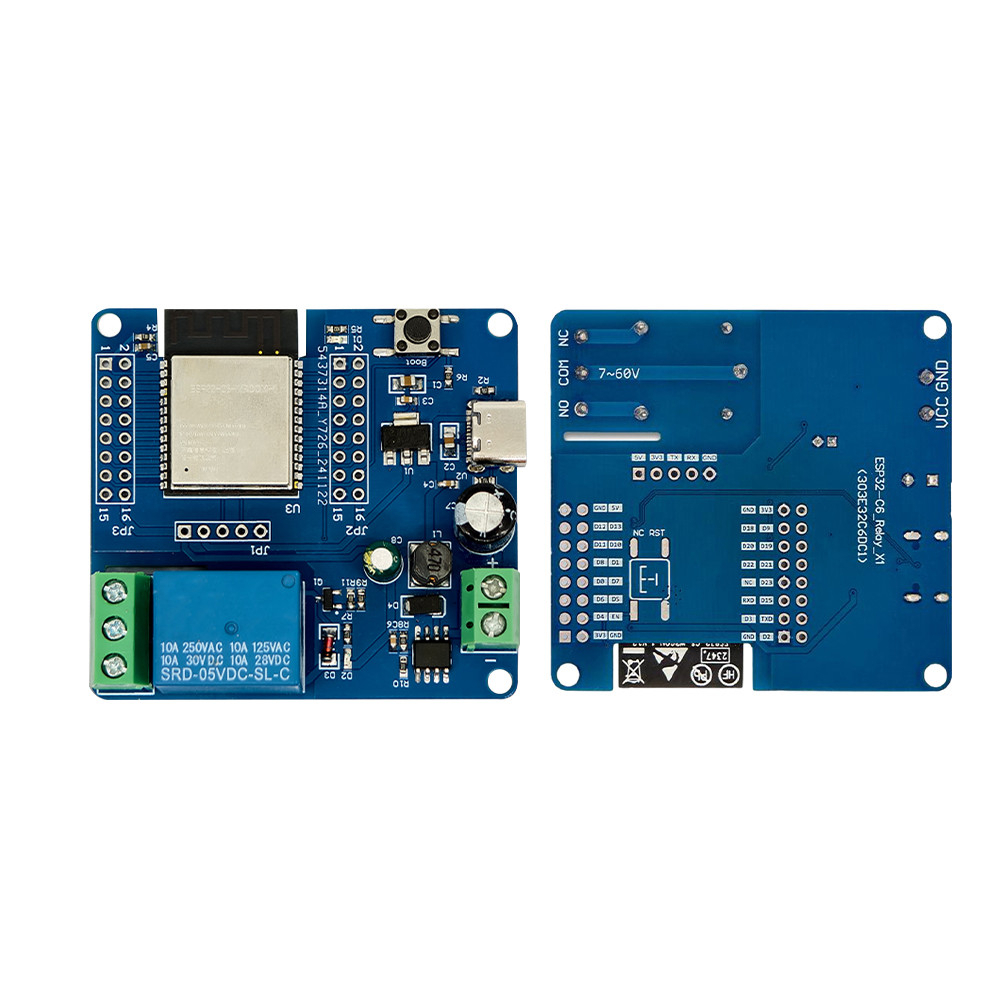 บอร์ด DC 5-60V Single Relay Module Onboard Esp32-C6 Wifi Bt Development Board Module Type C Interface