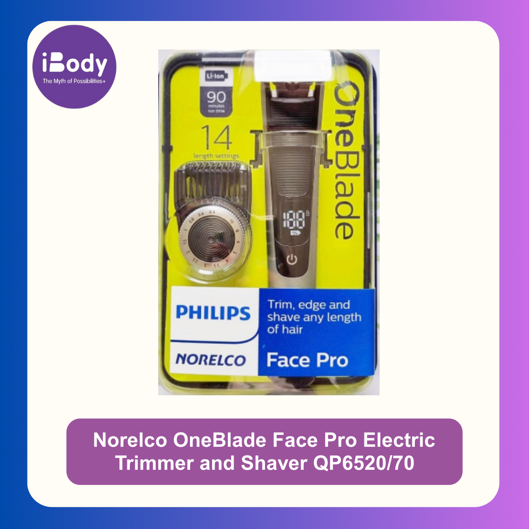 (Philips®) Norelco OneBlade Face Pro Electric Trimmer and Shaver QP6520/70 ฟิลิปส์ เครื่องโกนหนวดไฟฟ้า ที่กันจอน&โกนหนวด