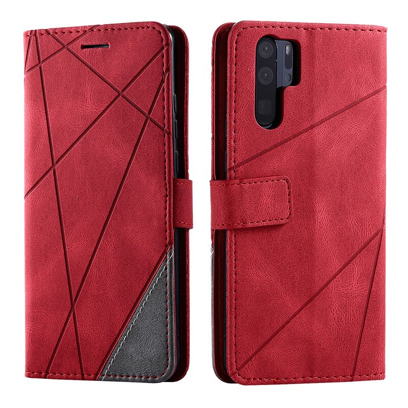 Case Huawei P30 Pro #เคสฝาพับหนัง PU มีช่องเสียบบัตรอื่นๆในตัว Geometric Pattern Leather Card Holder Protective